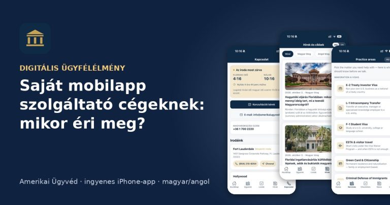 Az Amerikai Ügyvéd iPhone-alkalmazás képernyői